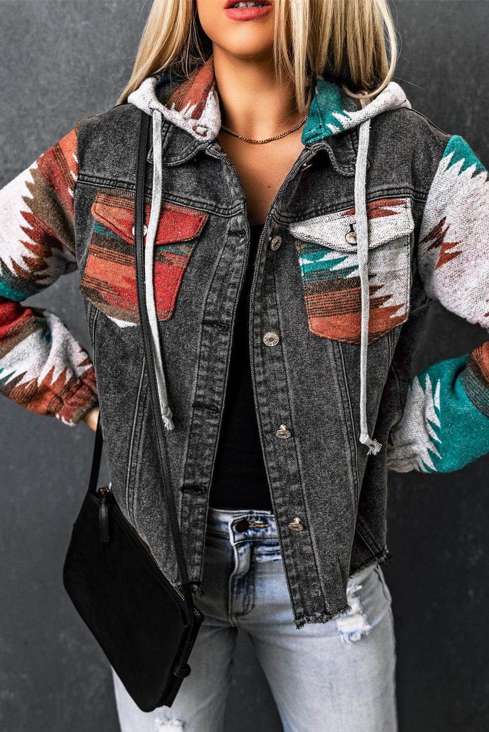ZALONOVA™ Women’s Hooded Denim Jacket – Patchwork Style
