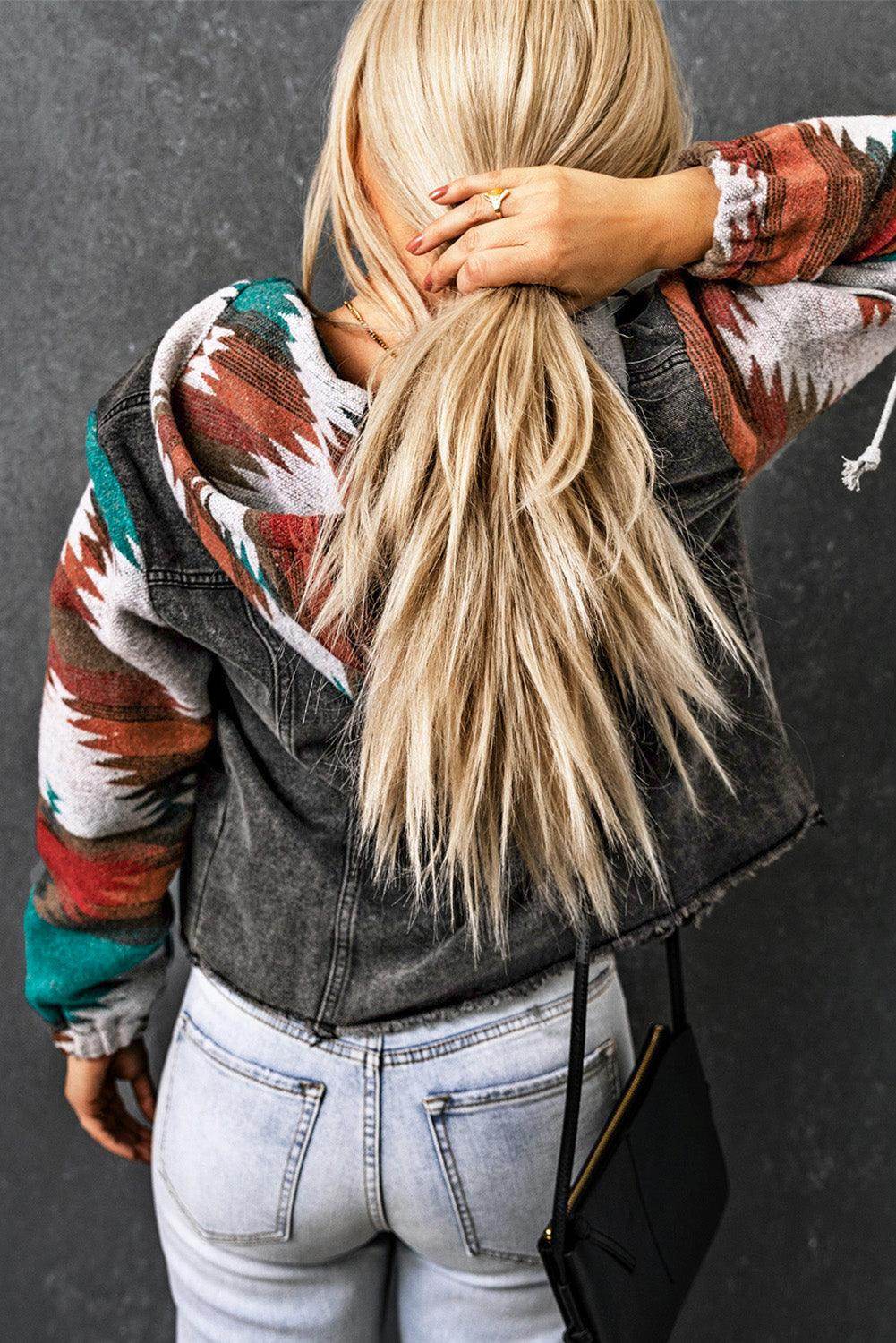 ZALONOVA™ Women’s Hooded Denim Jacket – Patchwork Style