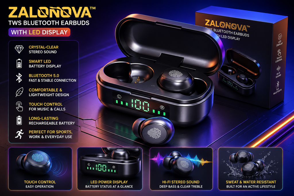 ZALONOVA™ TWS Bluetooth 5.0 Earbuds with LED Display