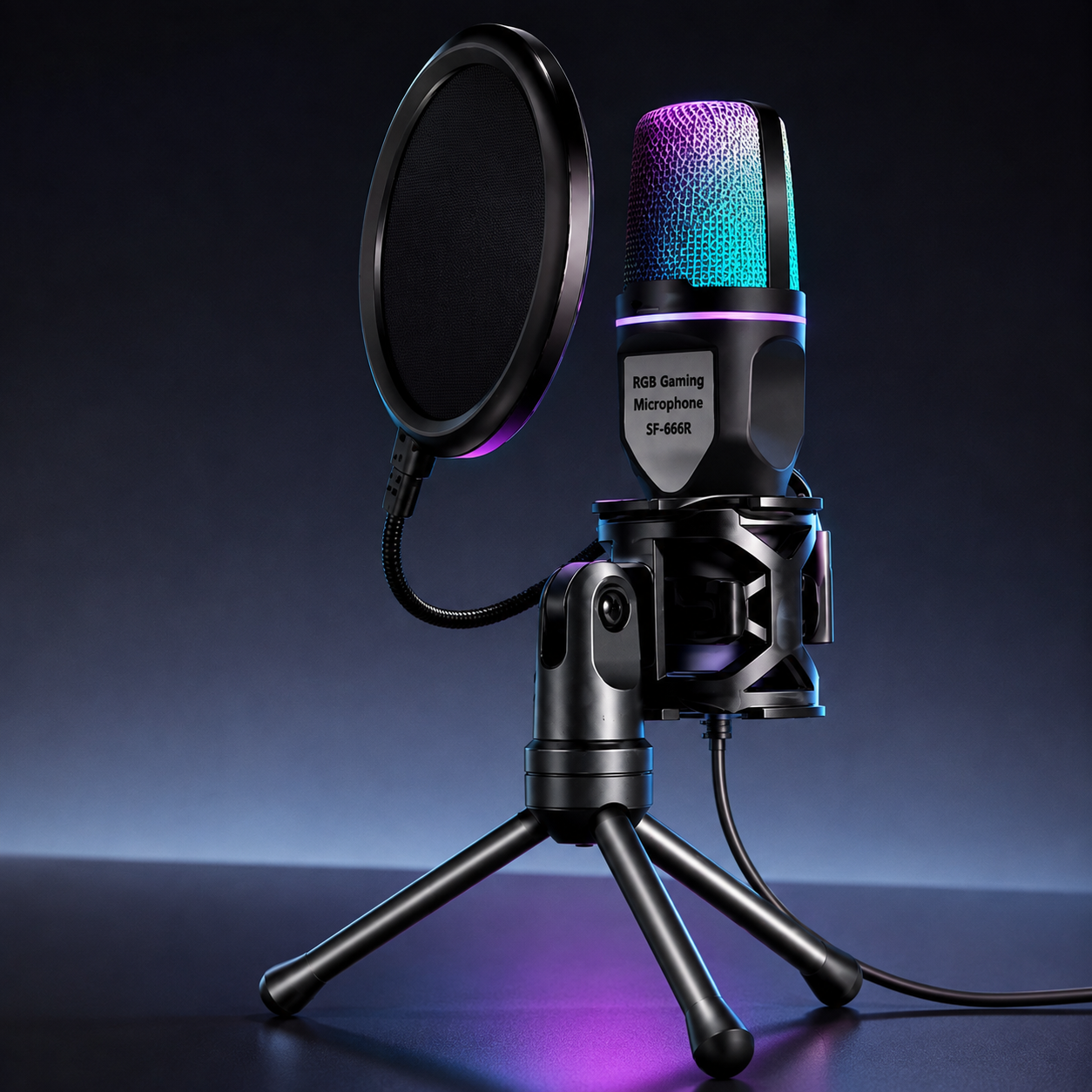 ZALONOVA RGB USB Gaming Microphone Kit with Tripod Stand & Pop Filter