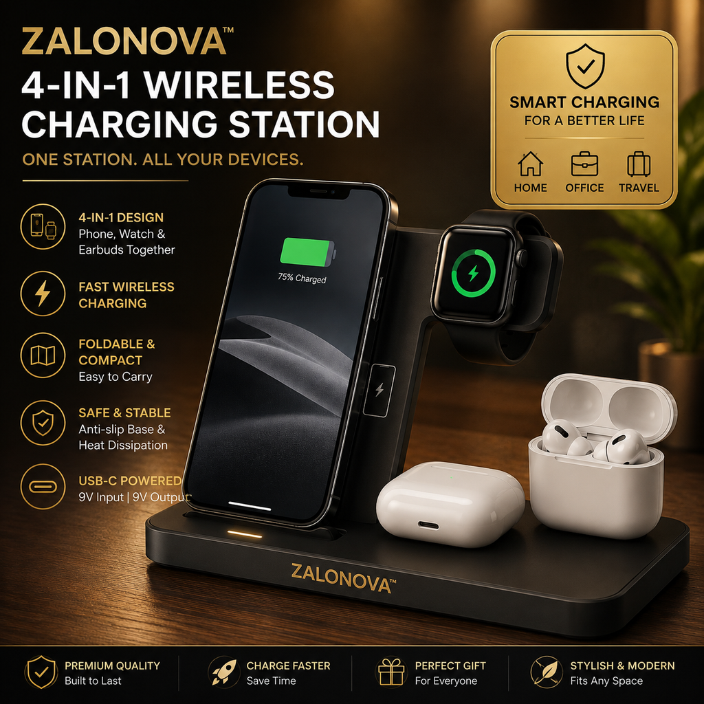 ZALONOVA™ 4-in-1 Foldable Wireless Charging Station