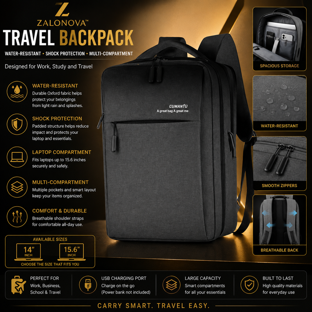 ZALONOVA™ Waterproof & Shockproof Travel Backpack