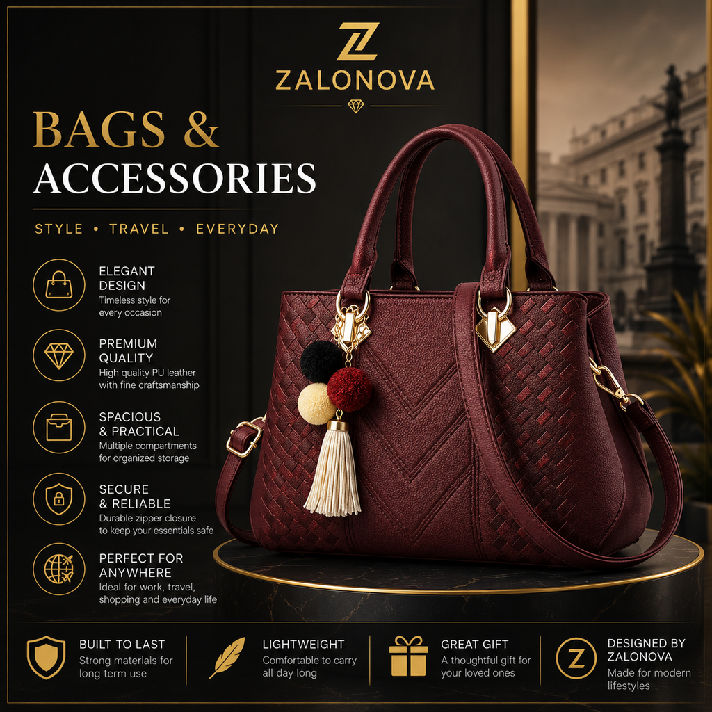 ZALONOVA™ Elegant PU Leather Handbag – Shoulder & Crossbody Bag