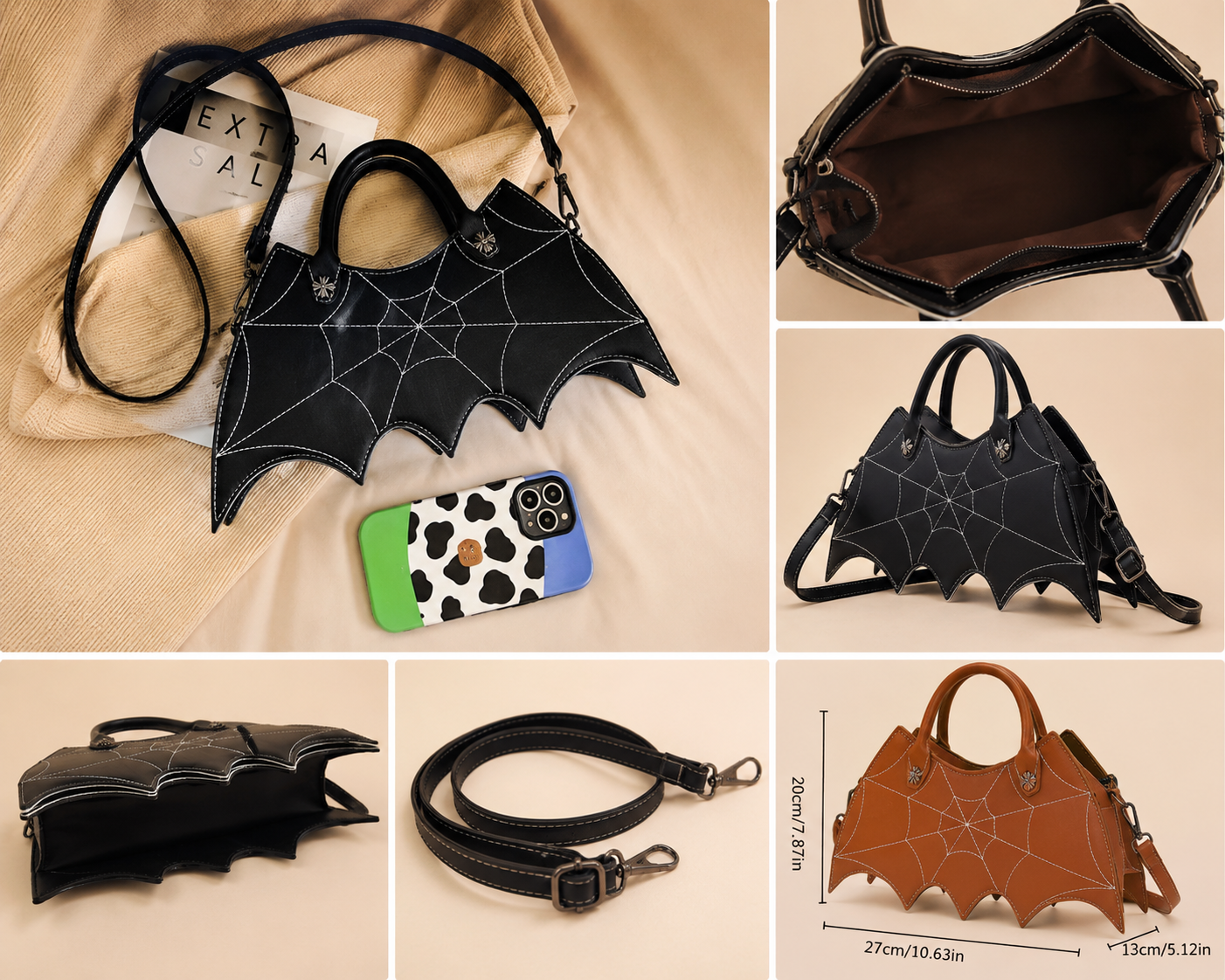 ZALONOVA™ Gothic Spider Web Bat Shoulder Bag