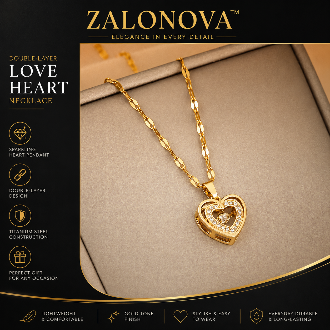 ZALONOVA™ Double-Layer Love Heart Necklace