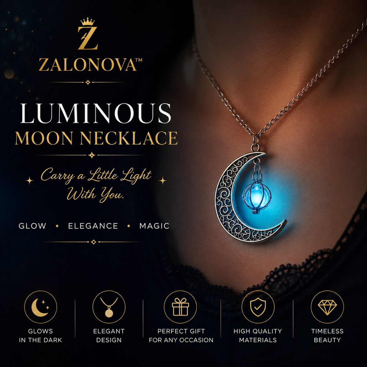 ZALONOVA™ Luminous Crescent Moon Necklace