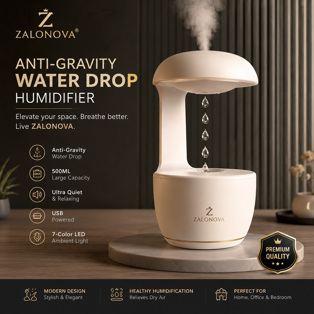 ZALONOVA™ Anti-Gravity Water Drop Humidifier – 500ml