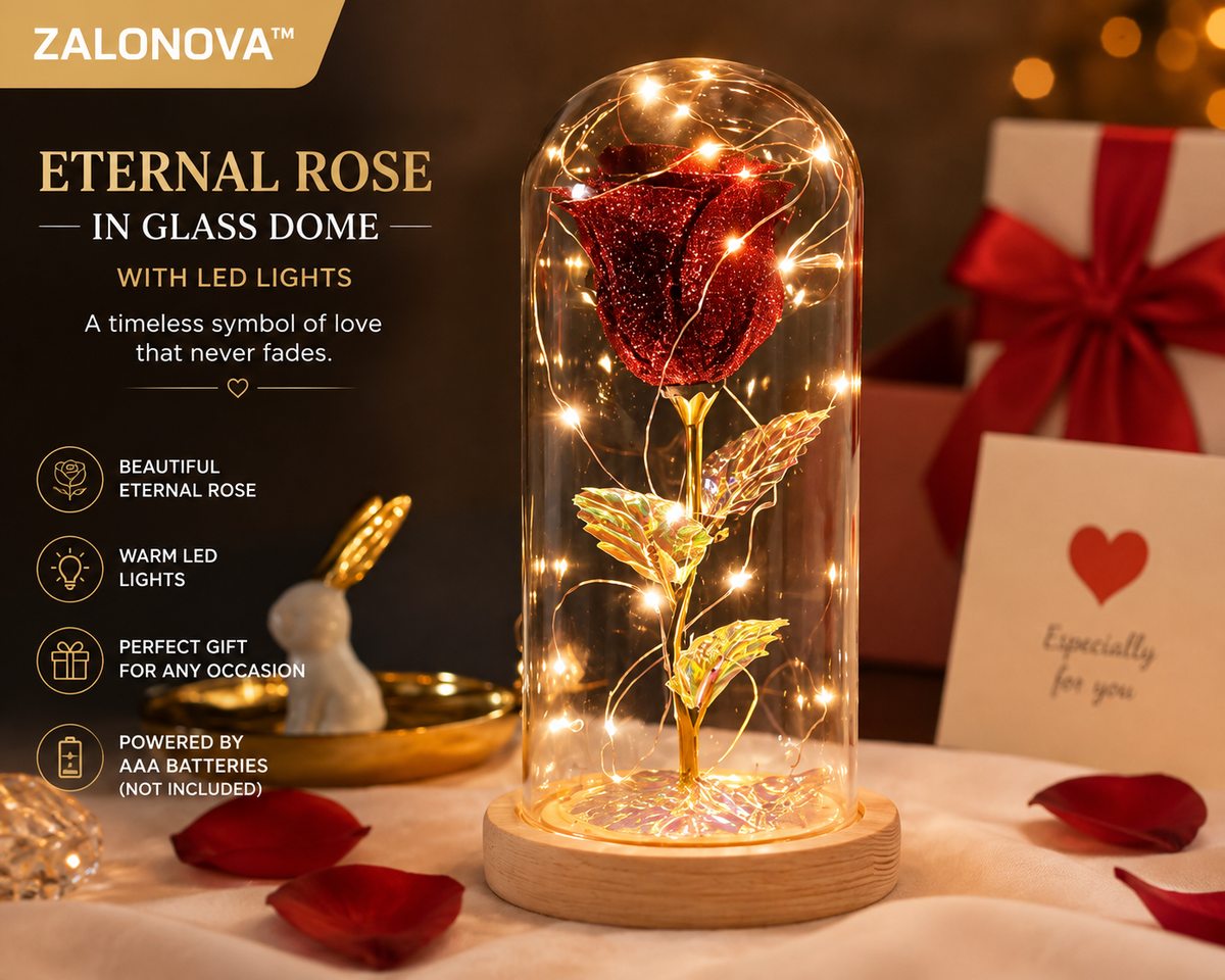 ZALONOVA™ Eternal Rose in Glass Dome with LED Lights