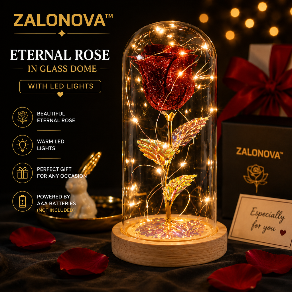 ZALONOVA™ Eternal Rose in Glass Dome with LED Lights