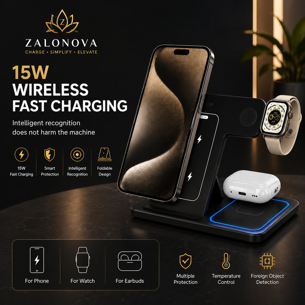 ZALONOVA™ Foldable 3-in-1 Wireless Charging Station
