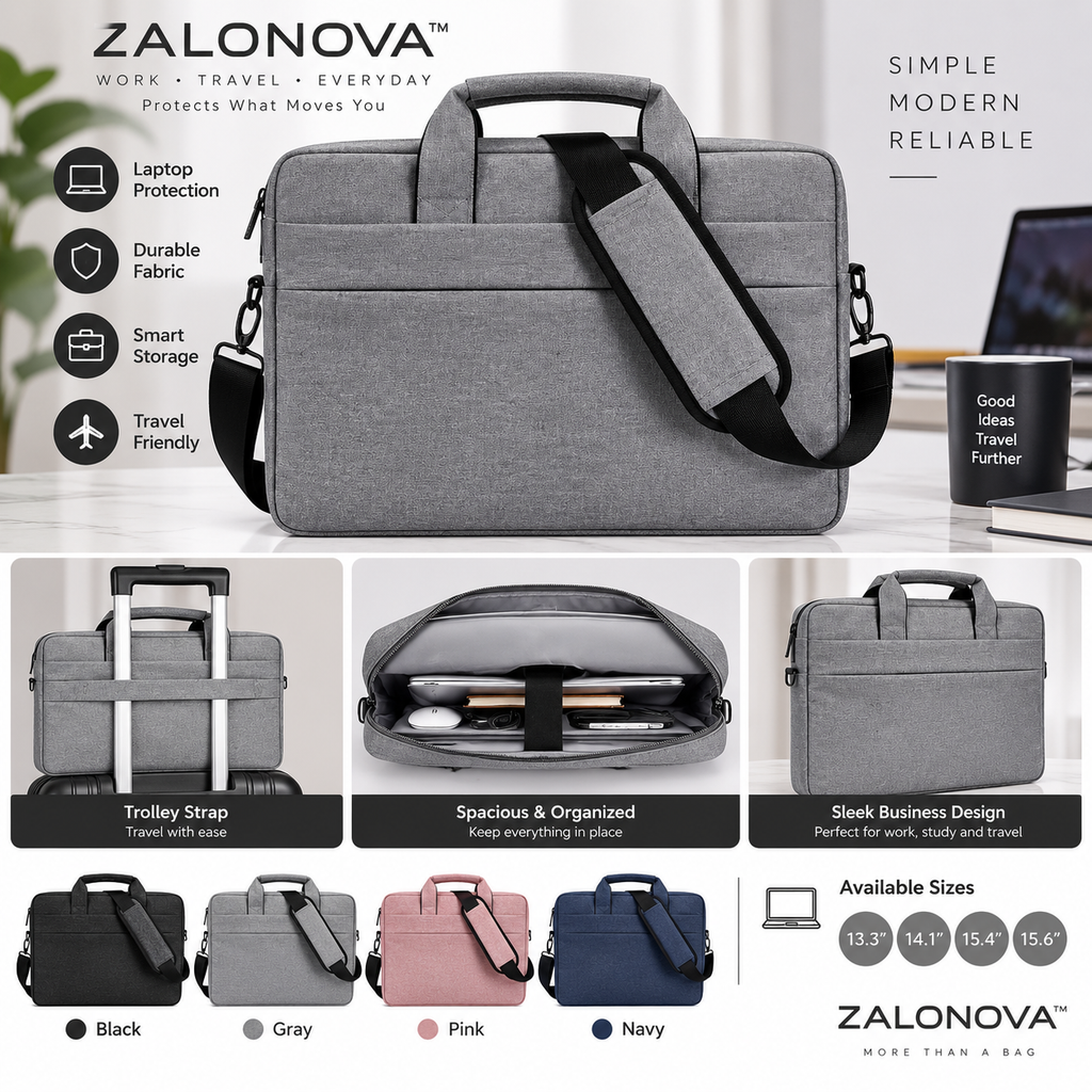 ZALONOVA™ Laptop Shoulder Bag – Padded Business Carry Case