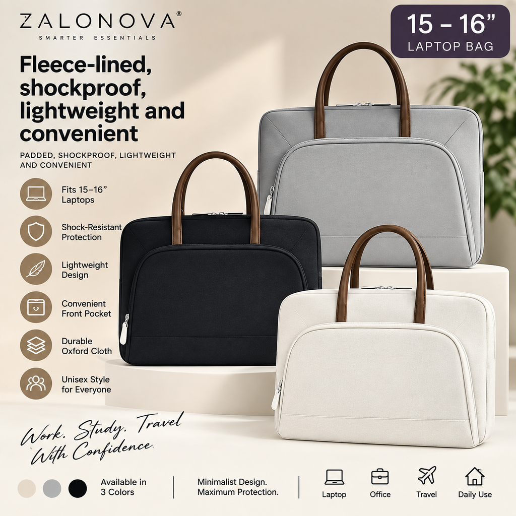 ZALONOVA™ Shockproof Laptop Briefcase – 15–16″