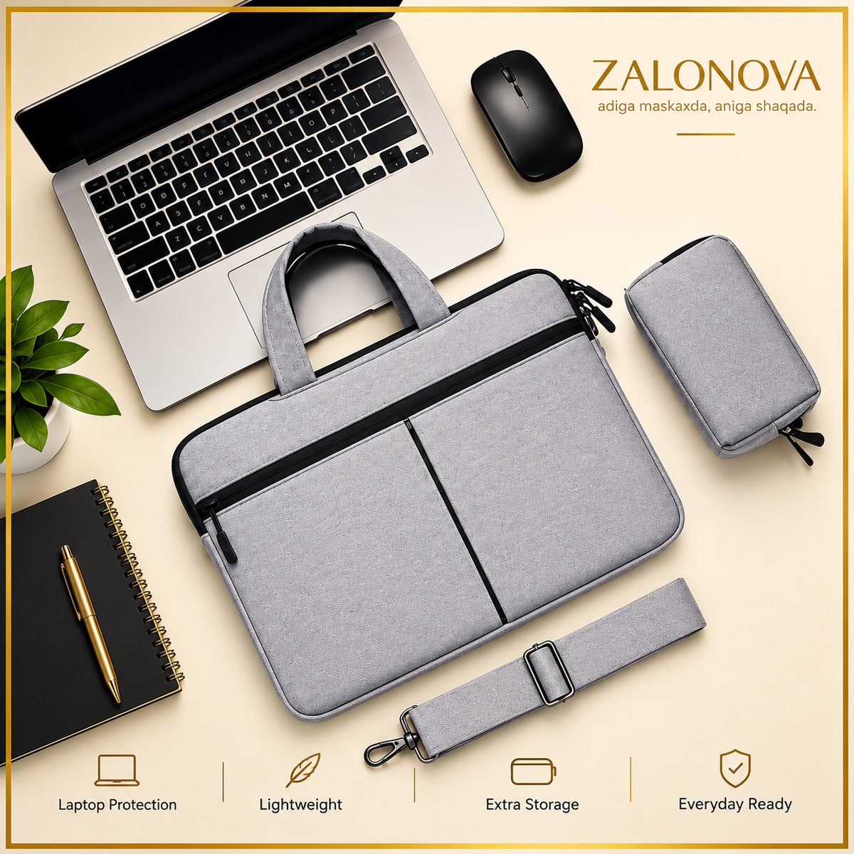 ZALONOVA™ 15.6″ Laptop Sleeve Shoulder Bag