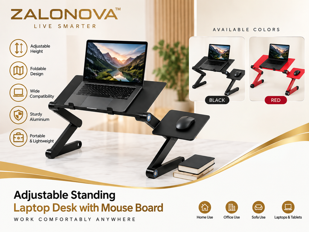 ZALONOVA™ Adjustable Standing Laptop Desk with Mouse Board