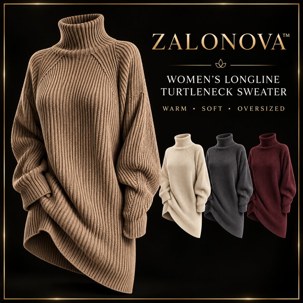 ZALONOVA™ Women’s Longline Turtleneck Sweater – Warm & Oversized