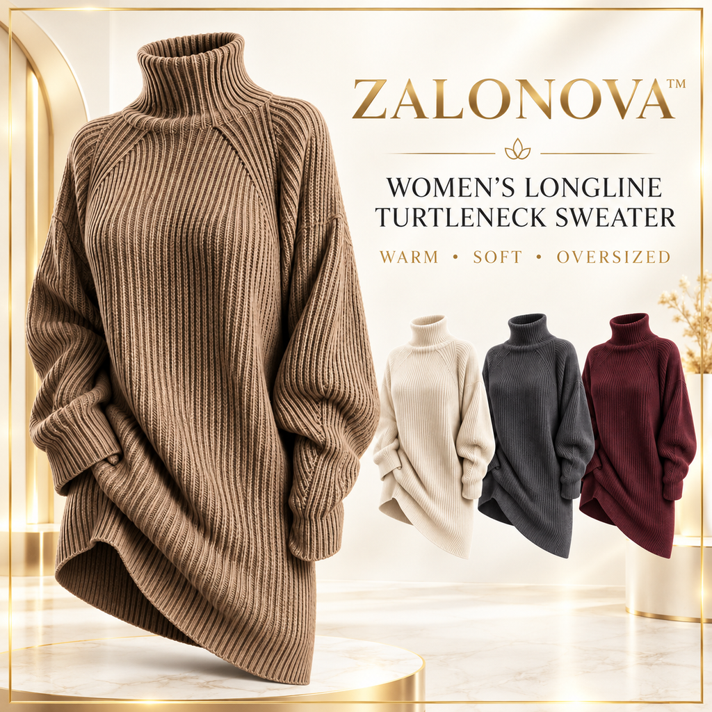ZALONOVA™ Women’s Longline Turtleneck Sweater – Warm & Oversized