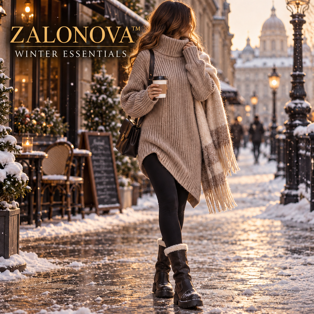 ZALONOVA™ Women’s Longline Turtleneck Sweater – Warm & Oversized