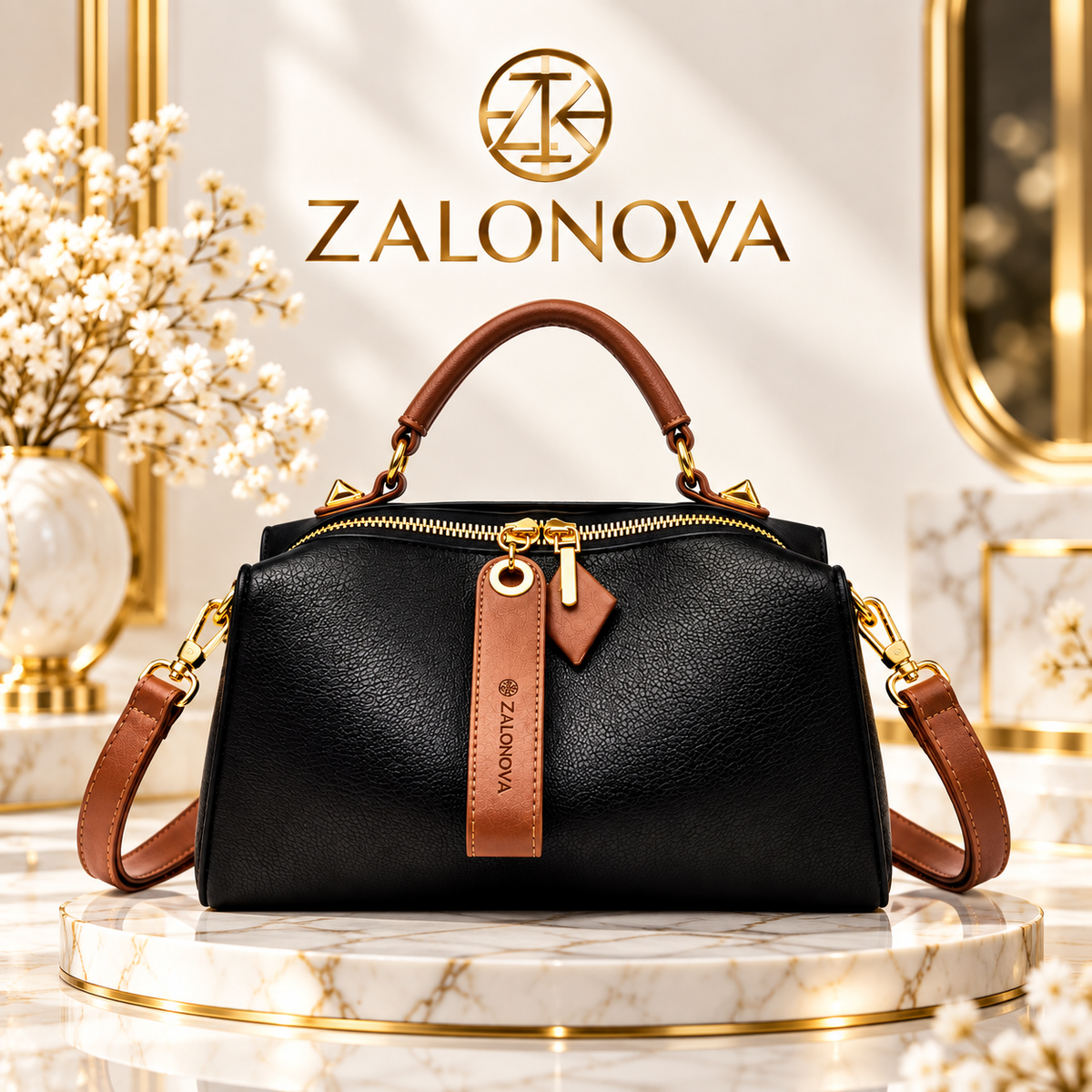 ZALONOVA™ Women’s PU Leather Crossbody Tote Bag-Black