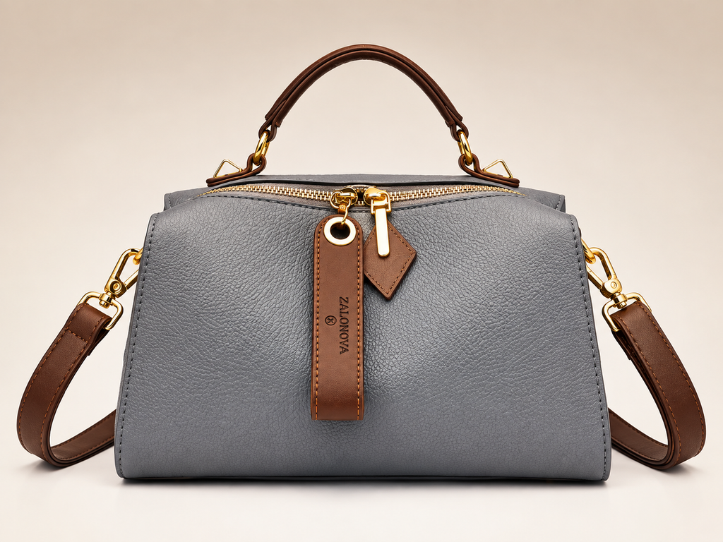 ZALONOVA™ Women’s PU Leather Crossbody Tote Bag – Gray
