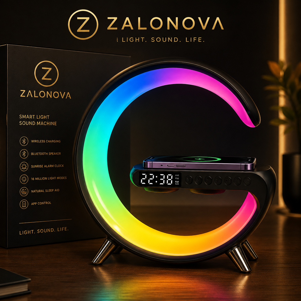 ZALONOVA™ Smart RGB Atmosphere Lamp – Wireless Charger & Bluetooth Speaker