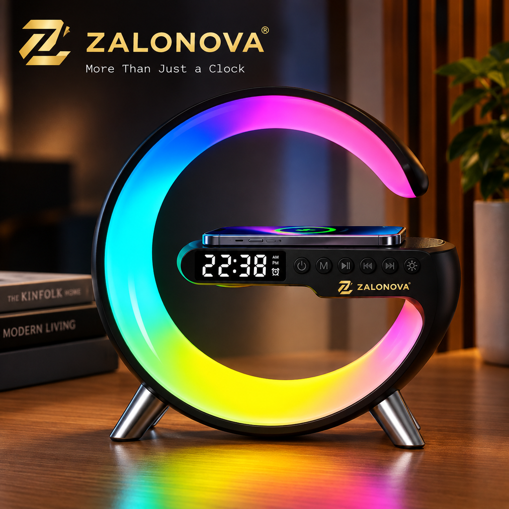 ZALONOVA™ Smart RGB Atmosphere Lamp – Wireless Charger & Bluetooth Speaker