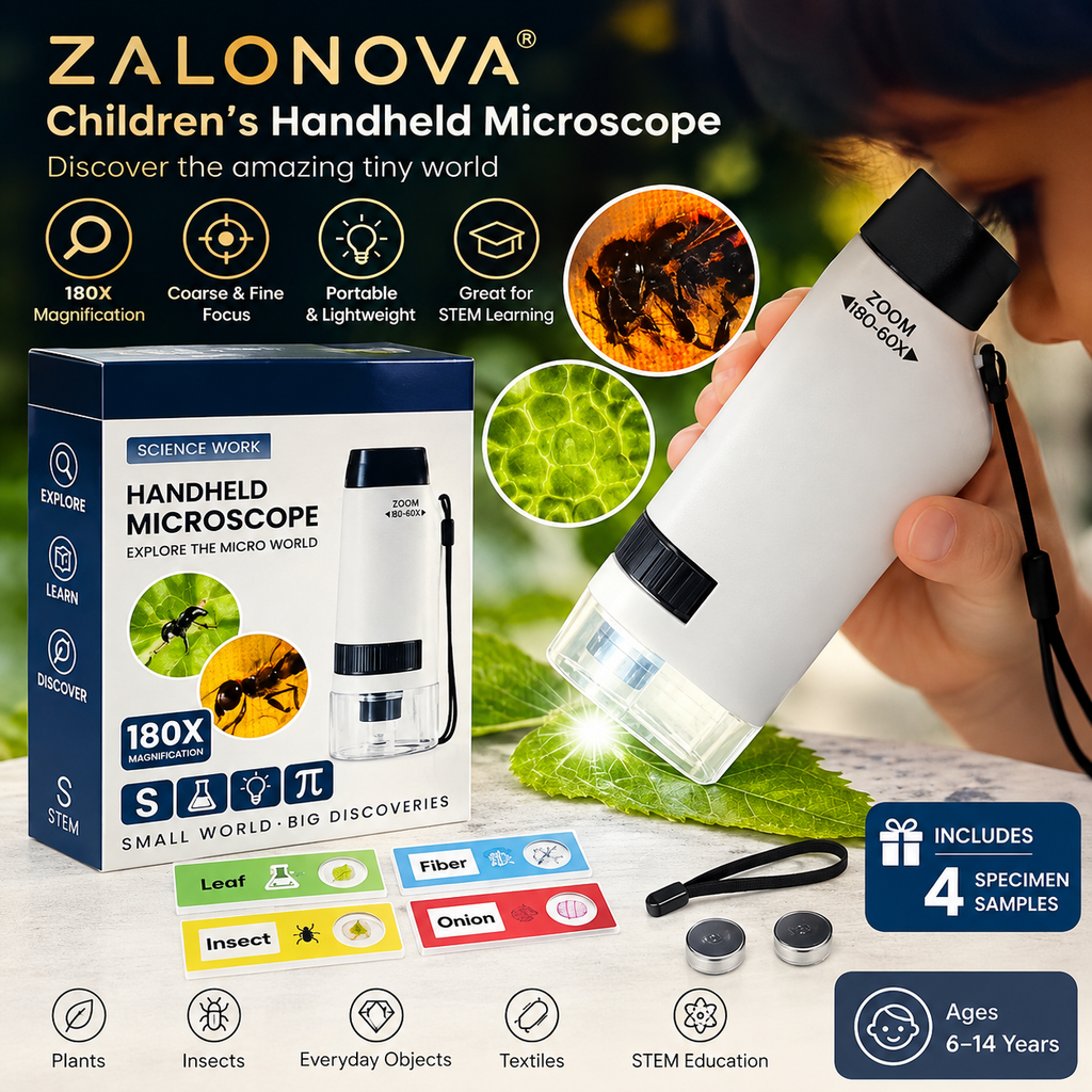 ZALONOVA™ 180X Portable Kids Microscope – STEM Discovery Toy