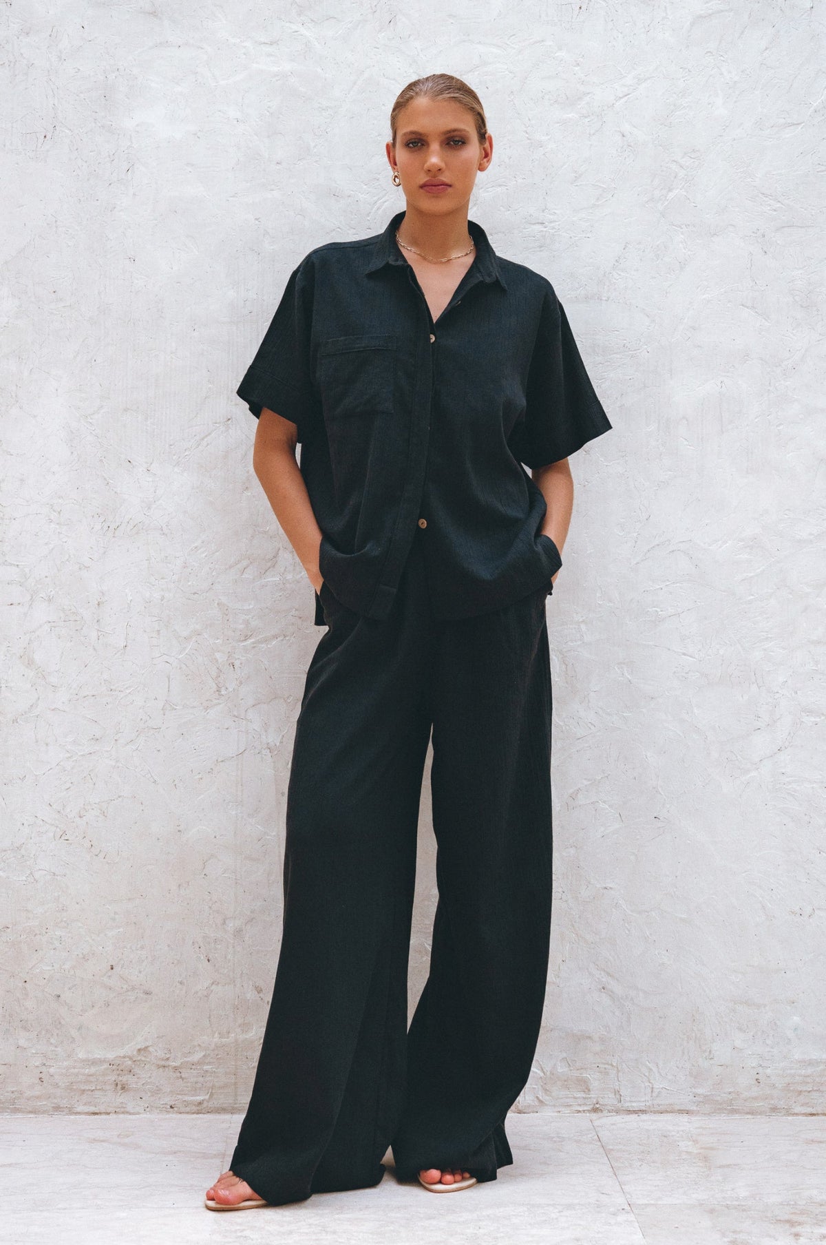 ZALONOVA™ Raya 100% Linen Wide-Leg Pants – Premium High-Waist
