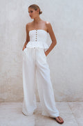 ZALONOVA™ Raya 100% Linen Wide-Leg Pants – Premium High-Waist