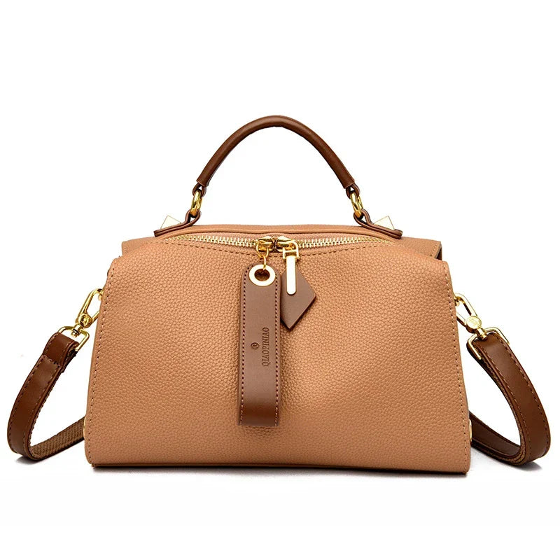 ZALONOVA™ Women’s PU Leather Crossbody Tote Bag – Khaki