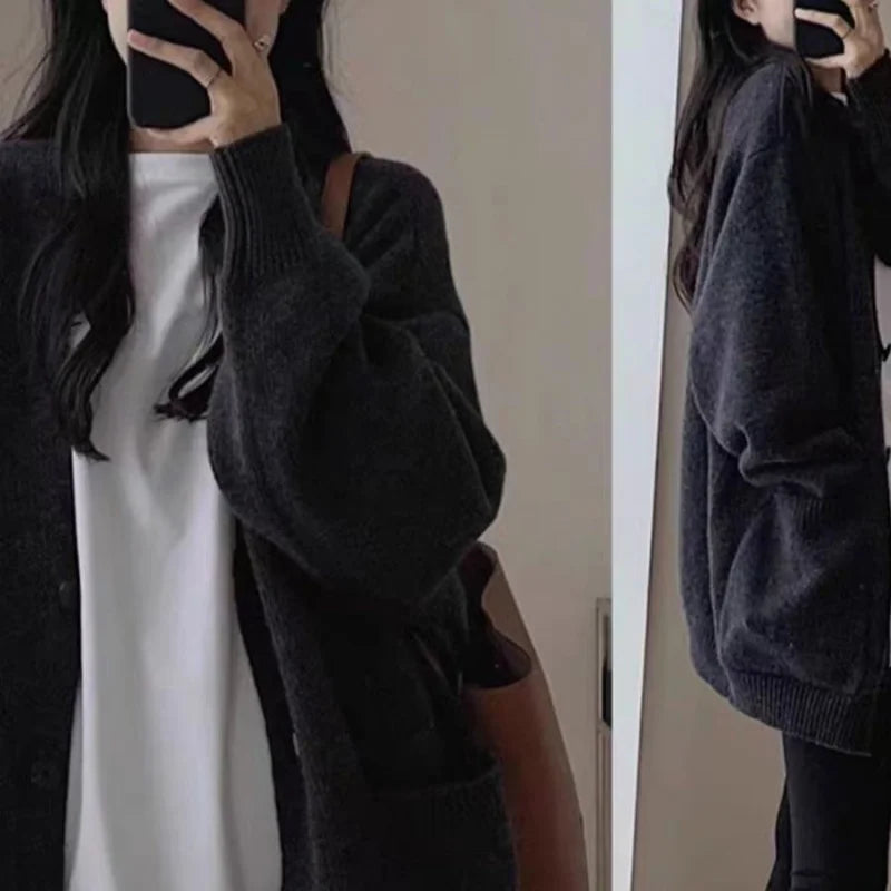 ZALONOVA™ Women’s 100% Wool Knitted Cardigan – Thick & Loose Fit