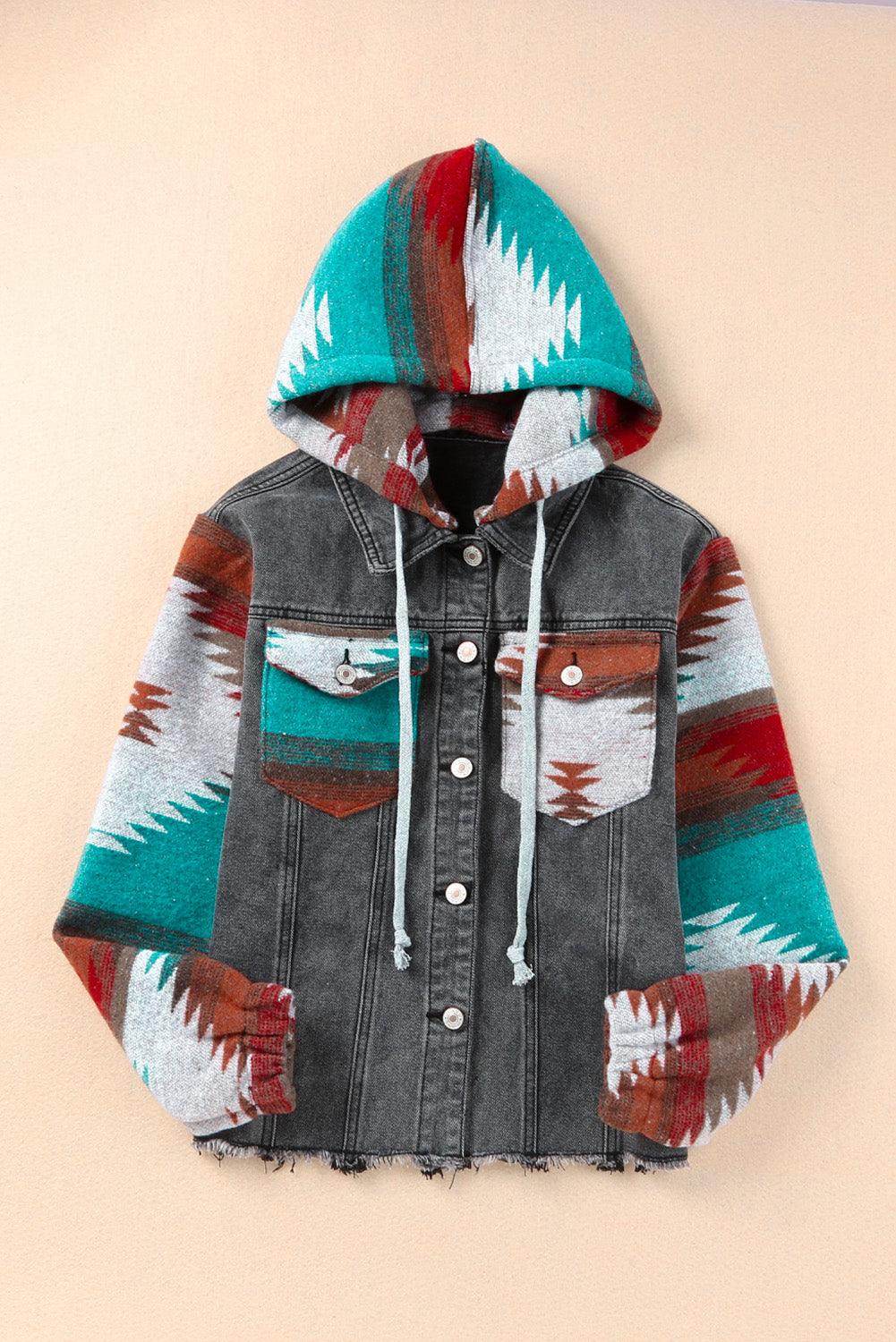 ZALONOVA™ Women’s Hooded Denim Jacket – Patchwork Style