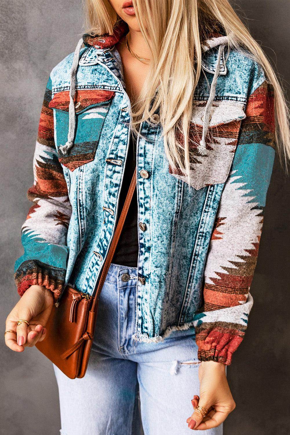 ZALONOVA™ Women’s Hooded Denim Jacket – Patchwork Style